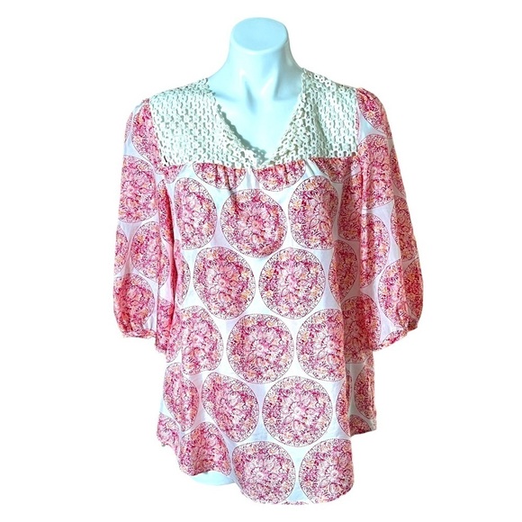 Calypso St Barth For Target Silk Blouse Size Medium Pink/Orange - Picture 1 of 4